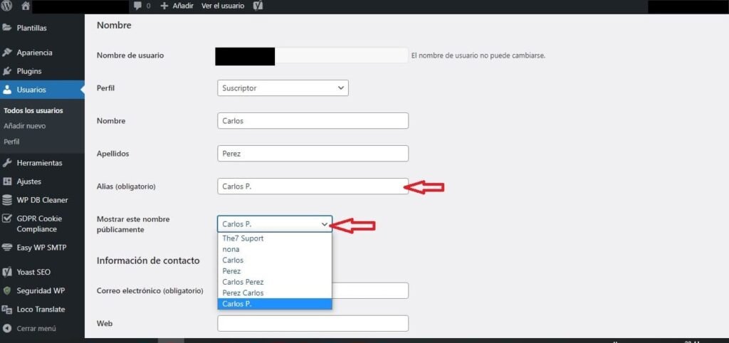 Cambiar alias de WordPress - Carlos Soriano