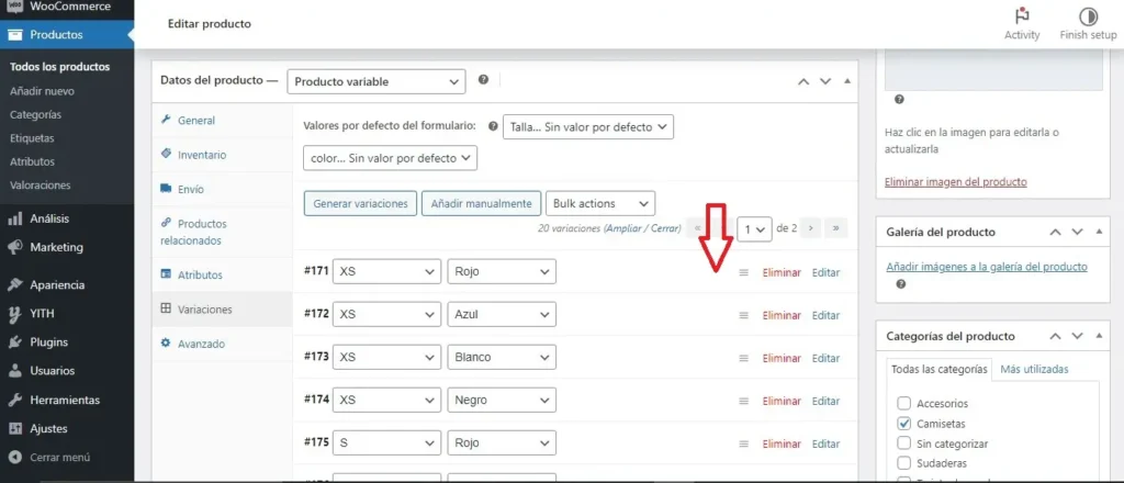 Selecciona la variable que quieras modificar.