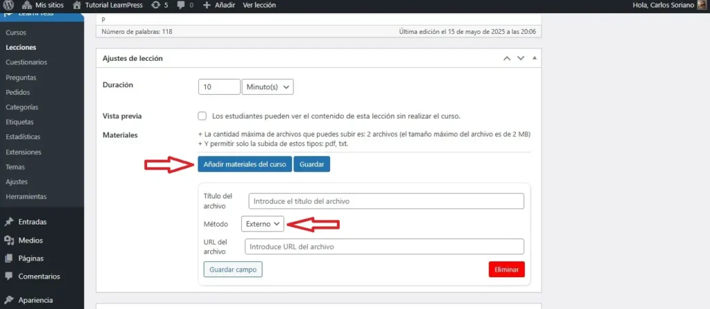 Adjuntar archivos. Enlazar vídeos en el editor clásico Adjuntar archivos. Enlazar vídeos en el editor clásico