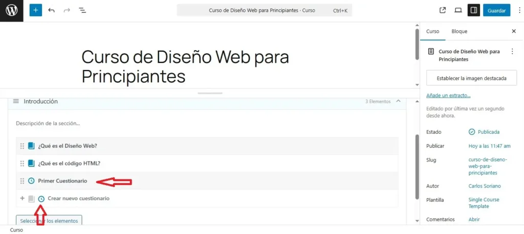 Crear Cuestionario en Gutenberg Crear Cuestionario en Gutenberg