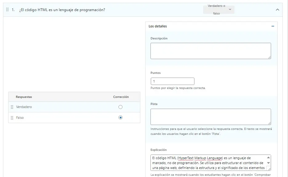 Ajustes de Preguntas en editor clásico Ajustes de Preguntas en editor clásico