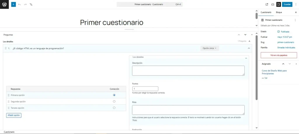 Ajustes de Preguntas en Gutenberg Ajustes de Preguntas en Gutenberg