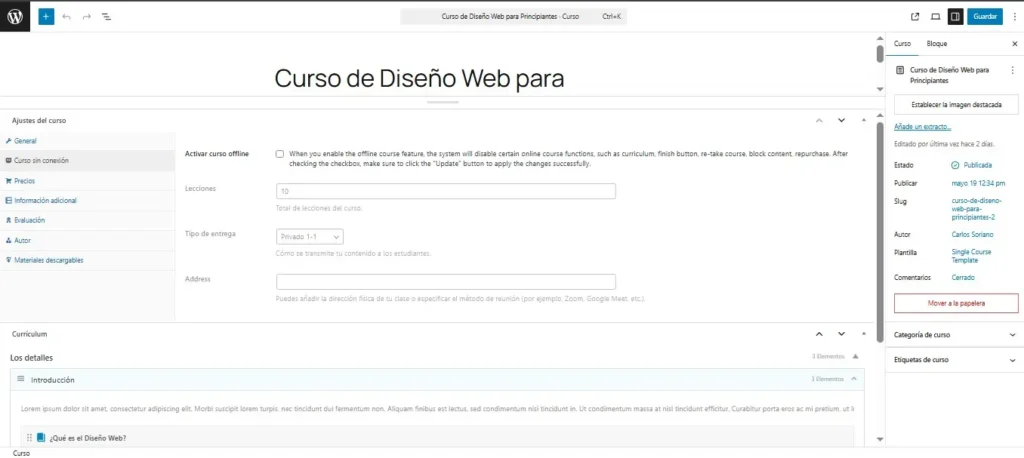 Cursos Sin Conexión en editor clásico Cursos Sin Conexión en editor clásico