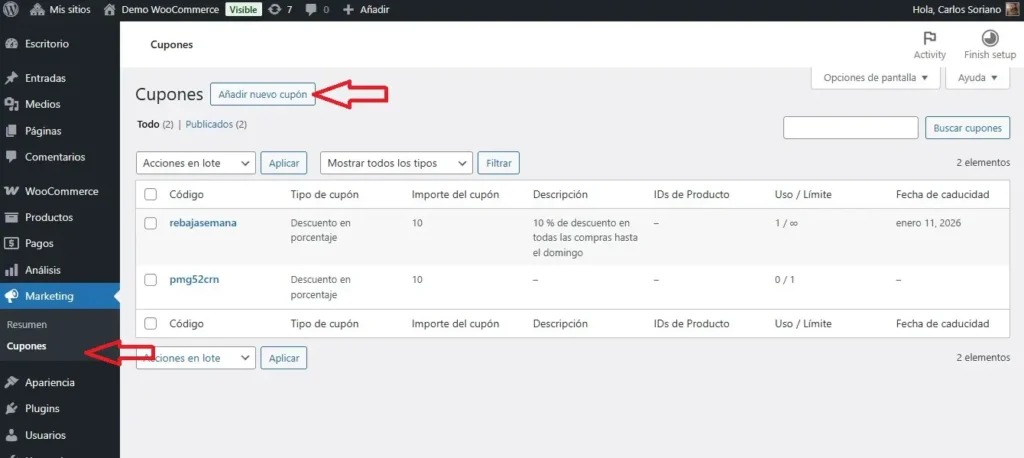 CREAR UN CUPÓN CON IMPORTE MÍNIMO DE PEDIDO