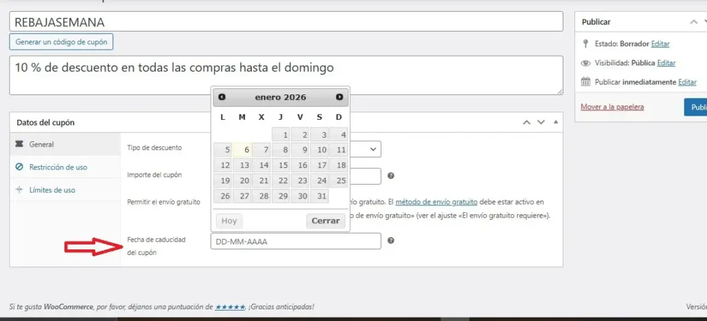 Seleccionar una fecha de caducidad