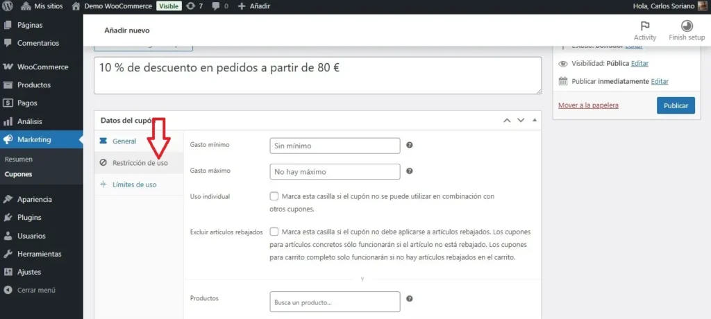 Añadir restricciones
