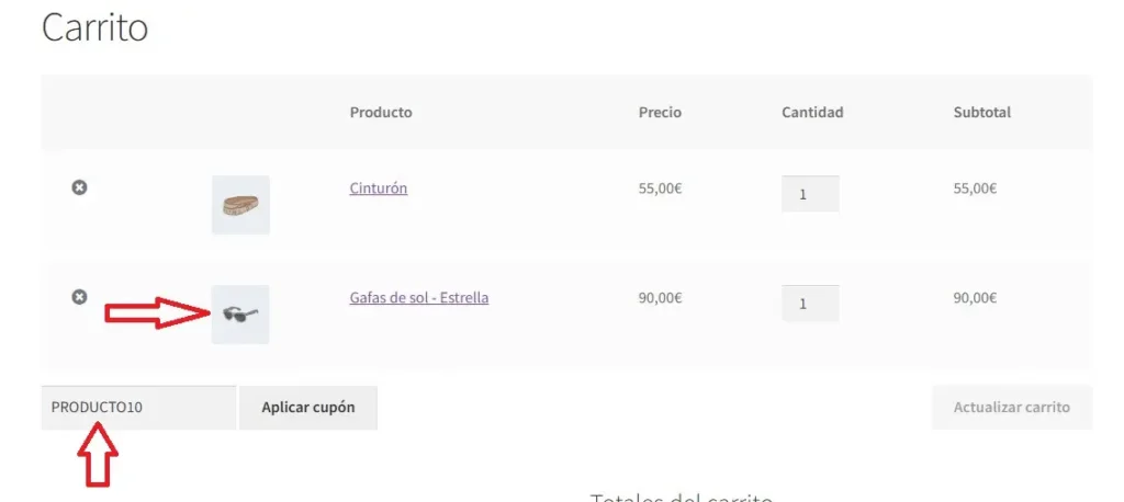Añadir productos al carrito, incluyendo el producto al que aplicar el cupón.
