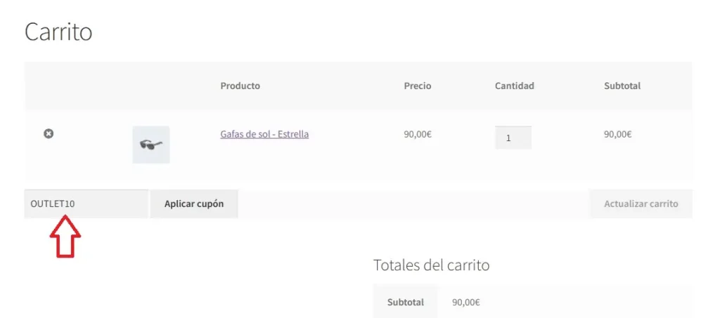 Comprobar que el cupón se aplica correctamente