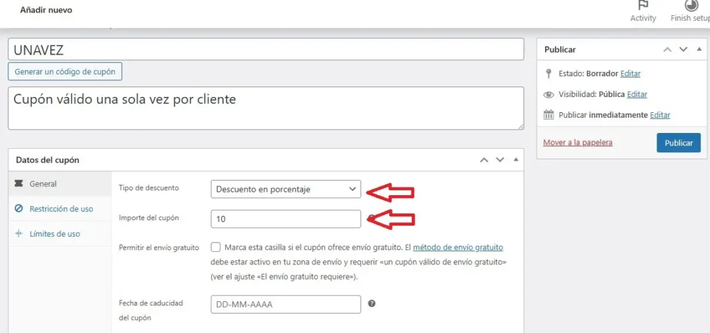 Selecciona el tipo de descuento y la cantidad. Selecciona el tipo de descuento y la cantidad.