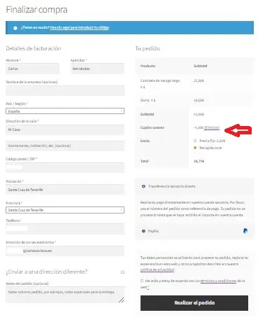 Finaliza la compra. Finaliza la compra.