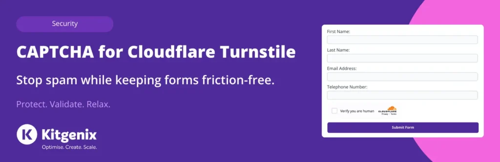 Kitgenix CAPTCHA for Cloudflare Turnstile Kitgenix CAPTCHA for Cloudflare Turnstile